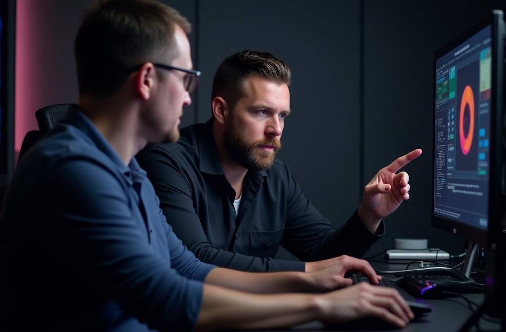 Person receiving a technology consultation - Expert guiding client on gaming setup and components.